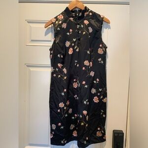Vtg Mica Zipper Dress Mini Floral Dress Size M